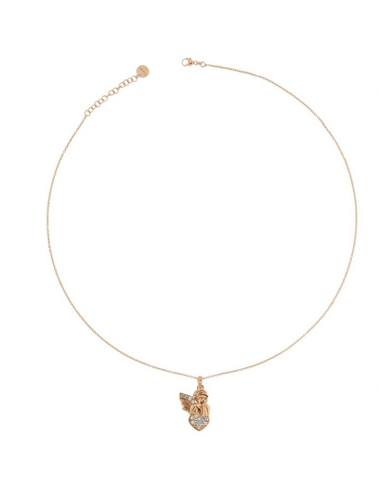 Rue Des Mille Woman's Choker - Angel Pendant with Rose Gold Zircons - 0