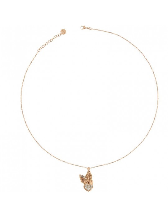 Rue Des Mille Woman's Choker - Angel Pendant with Rose Gold Zircons - 0