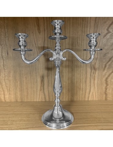 Three Armed Candelabra - in 800 Polished Silver Empire Style - 0