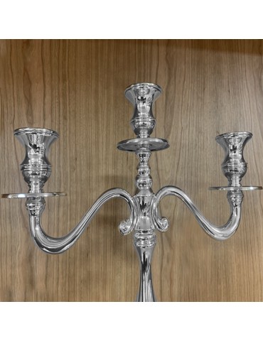 Three Armed Candelabra - in 800 Polished Silver Empire Style - 0 2