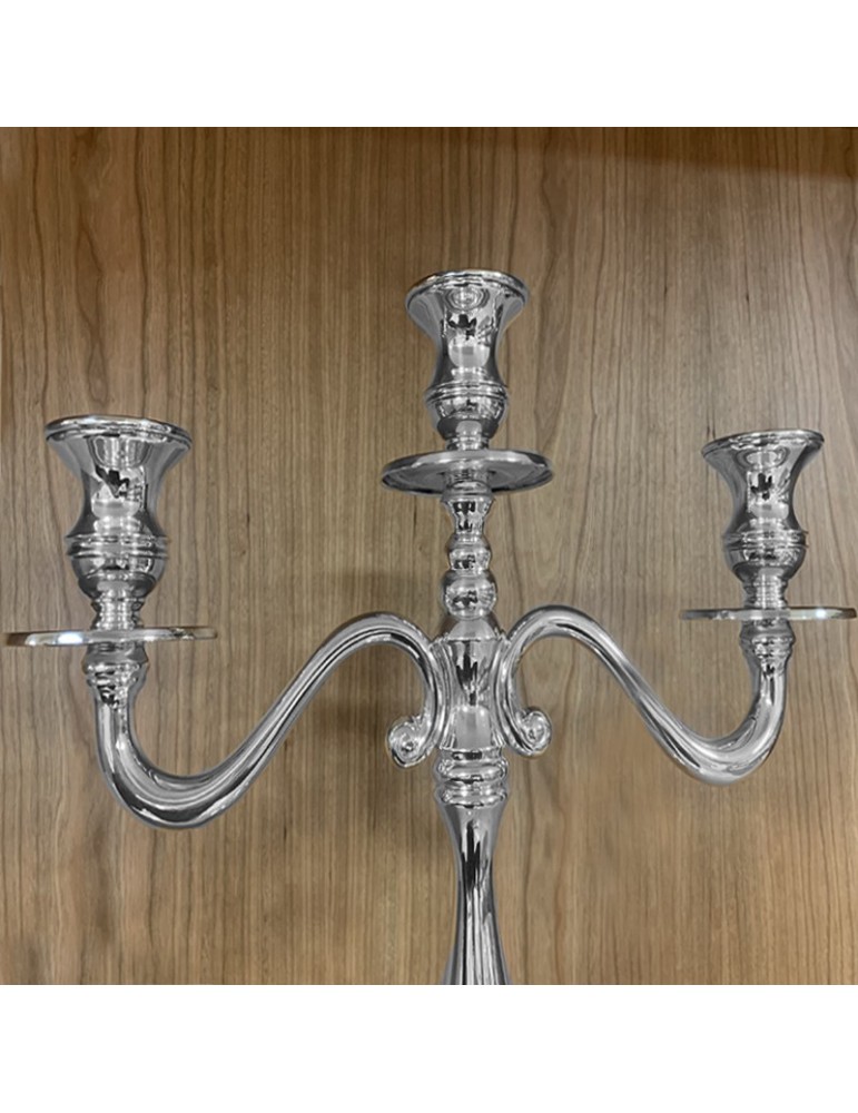 Three Armed Candelabra - in 800 Polished Silver Empire Style 409 gr - 0