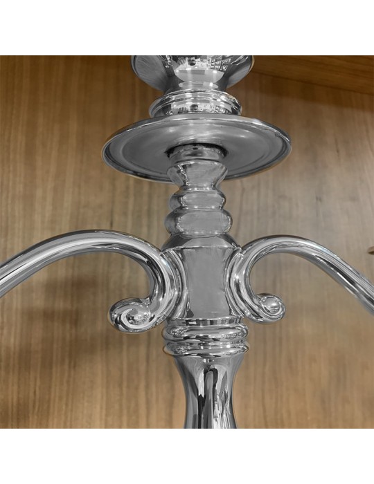 Candelabro Tre Fiamme - in Argento 800 Lucido Stile Impero 409 gr