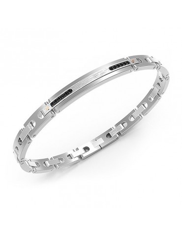 Bracciale Zancan Uomo - Hi-Teck - Acciaio - Spinelli Neri - EHB091