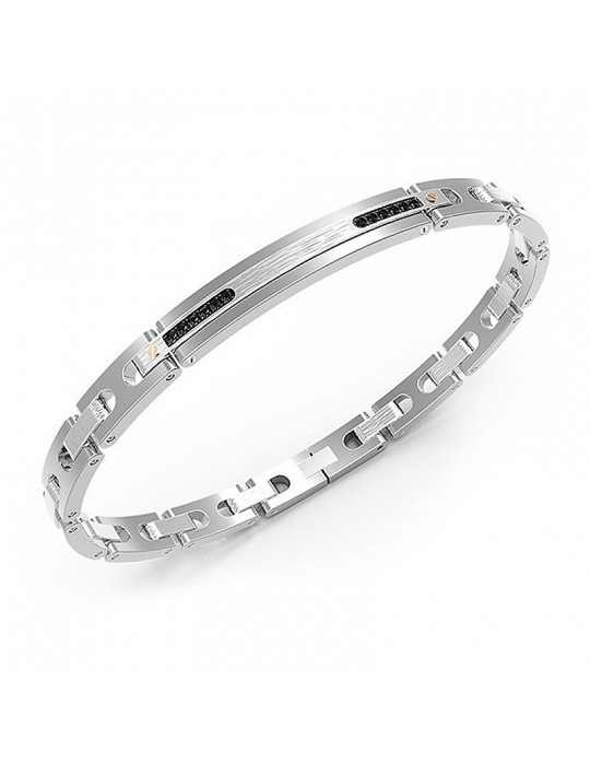 Bracciale Zancan Uomo - Hi-Teck - Acciaio - Spinelli Neri - EHB091