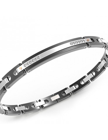 ZANCAN BLACK STEEL BRACELET AND WHITE SHAPPIRES - 0 2