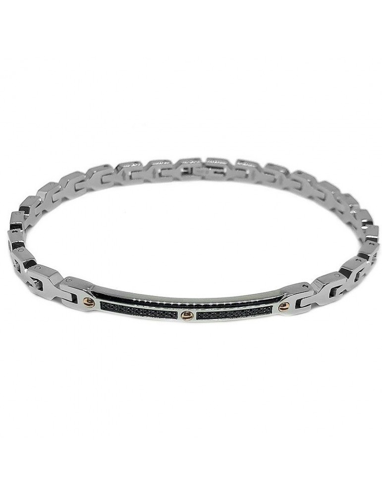 Zancan Bracelet for Men - Hi Teck in Steel with Black Spinels - 0