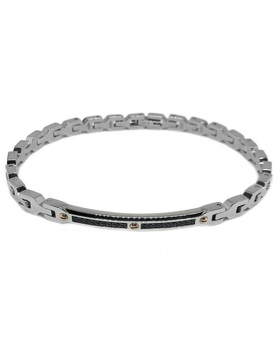 Bracciale Zancan Uomo - Hi-Teck - Acciaio - Spinelli Neri - EHB191