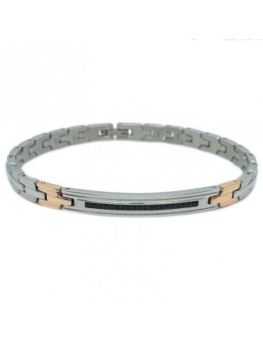 Zancan Bracelet for Men - Hi Teck in Steel with Black Spinels - 0