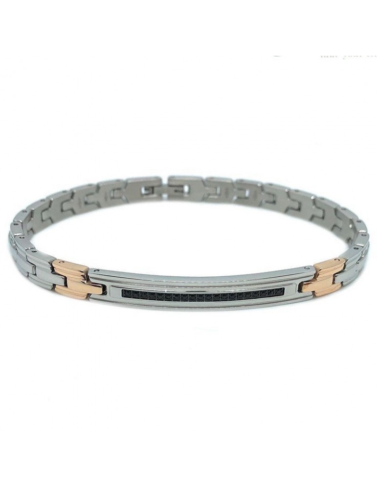 Bracciale Zancan Uomo - Hi-Teck - Acciaio - Spinelli Neri - EHB198