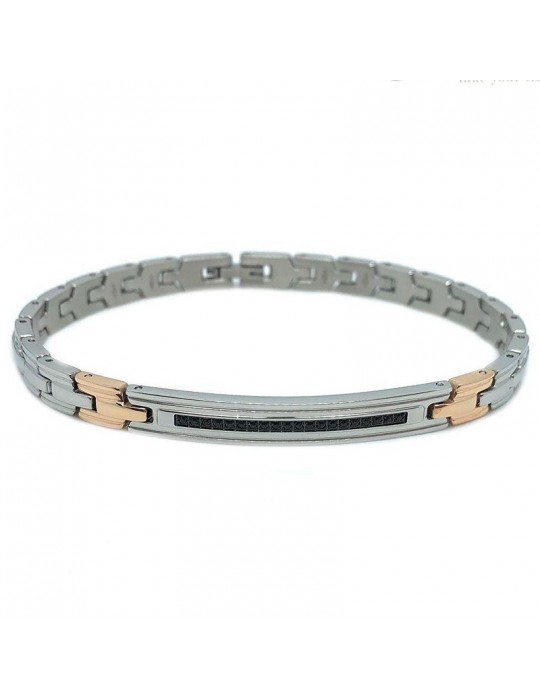 Zancan Bracelet for Men - Hi Teck in Steel with Black Spinels - 0