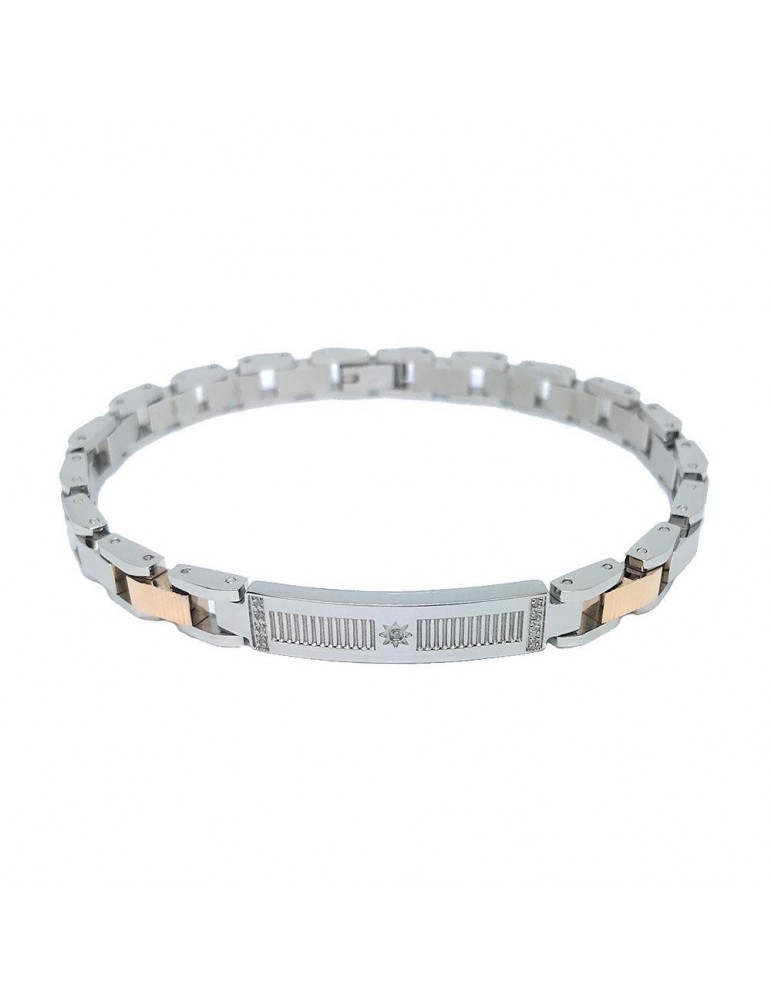 Bracciale Zancan Uomo - Hi-Teck - Acciaio - Zirconi Bianchi - EHB201