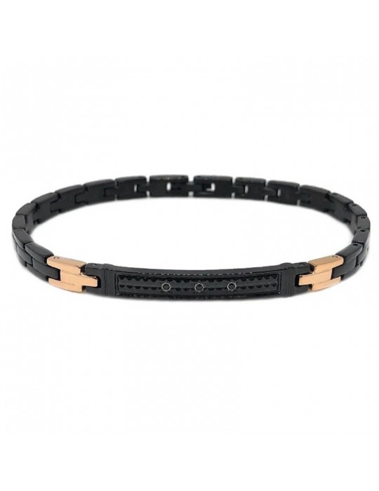 Zancan Hi Teck Bracelet with Black Spinels for Men - 0