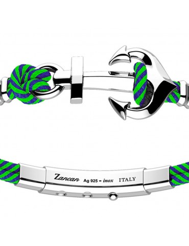 Zancan Bracelet for Men - Regatta in Blue and Green Kevlar with Anchor - 0 2