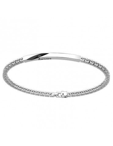 Zancan Bracelet for Men - Insignia 925 in Silver Greek Chain with Black Stone - 0