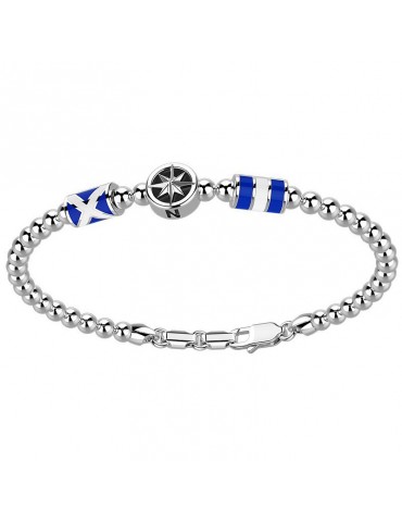 Zancan Bracelet for Men - Atmosphere in Silver with Star and Blue Flags - 0