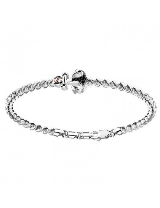 Zancan Bracelet for Men - Atmosphere in Silver with Anchor and Black Spinels - 0 Zancan Bracelet for Men - Atmosphere in Silver with Anchor and Black Spinels - 0