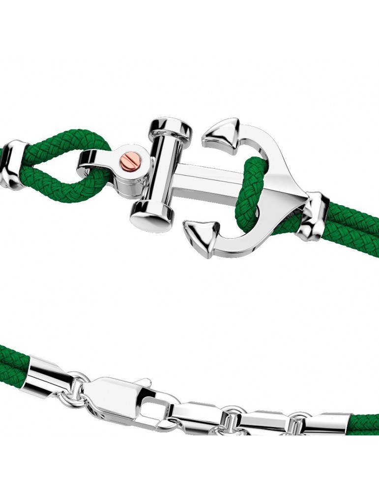 Bracciale Zancan Uomo - Regata Verde - Argento - Ancora - EXB619RVR