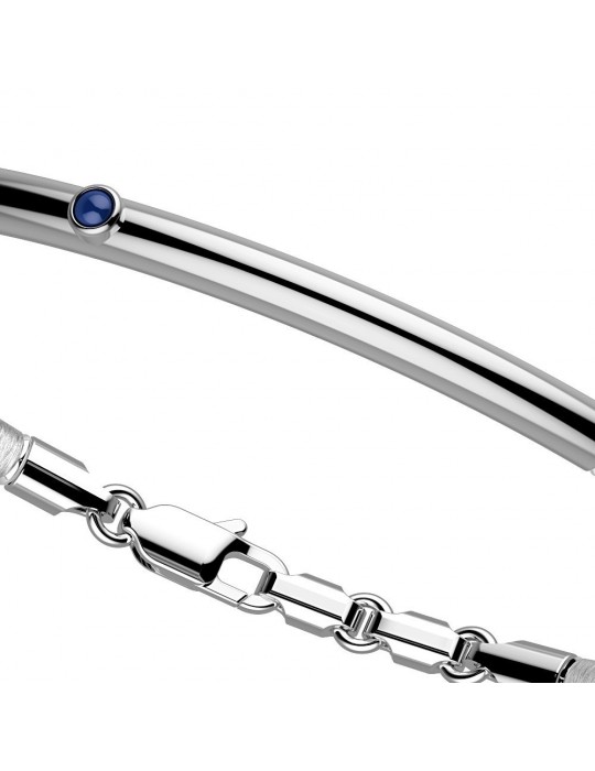 Bracciale Zancan Uomo - Insignia 925 - Semirigido -Zaffiro Blu- EXB612