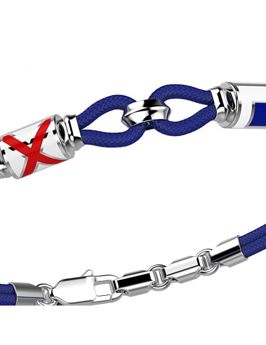 Zancan Bracelet for Men - Blue Kevlar Regatta with Buttonholes and Nautical Flags - 0