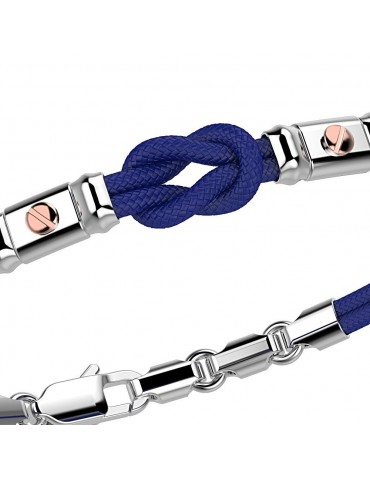 Zancan Bracelet for Men - Blue Kevlar Regatta with Flat Knot - 0 2
