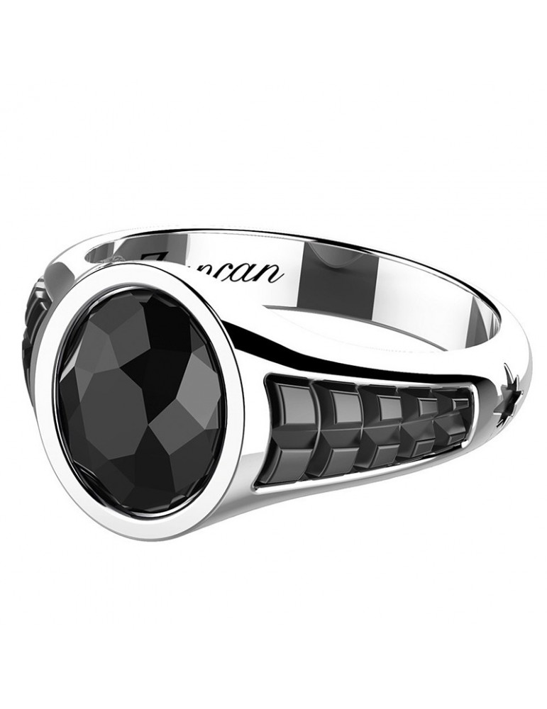 Anello Martellato Quadrato Onice In Argento 925 E Onice | Giovanni Raspini