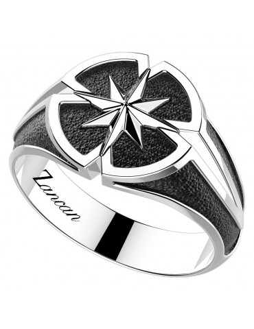 Zancan Ring for Men - Cosmopolitan in Silver with Wind Rose Star - 0