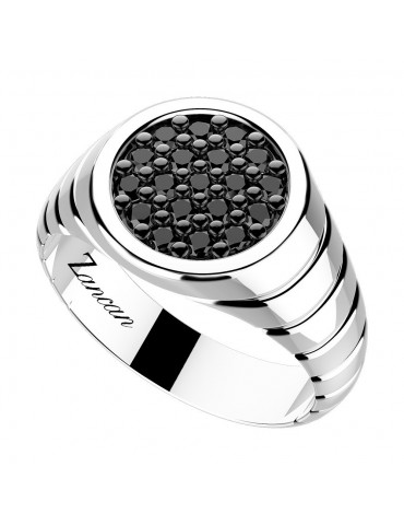 Zancan Ring for Men - Cosmopolitan in Silver with Black Spinels - 0