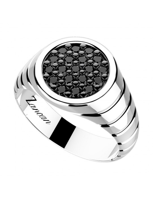 Zancan Ring for Men - Cosmopolitan in Silver with Black Spinels - 0