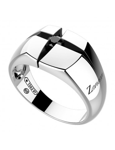 Zancan Ring for Men - Cosmopolitan in Silver with Rood and Black Spinel - 0