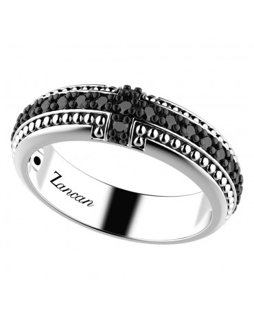 Zancan Ring for Men - Cosmopolitan in Silver with Black Spheres and Spinels - 0
