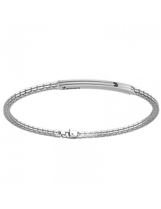 Zancan Bracelet for Men - Insignia 925 in Silver with Plate and Black Spinel - 0