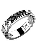 Zancan Ring for Men - Cosmopolitan in Silver Chain with Black Spinels - 0