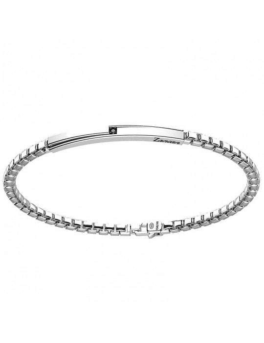 Zancan Bracelet for Men - Insignia 925 in Silver with Plate and Black Spinel - 0