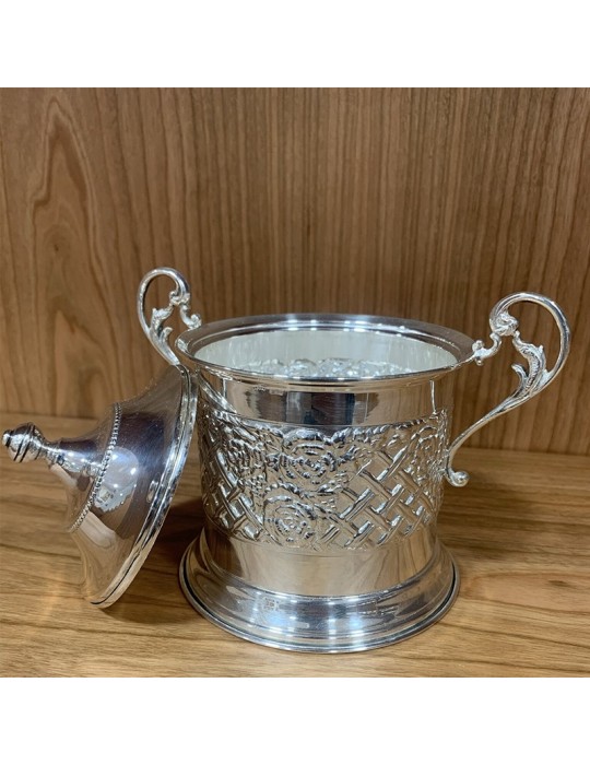 Sugar bowl - in 800 Silver for Tea and Coffee Services 9x10 cm - 0