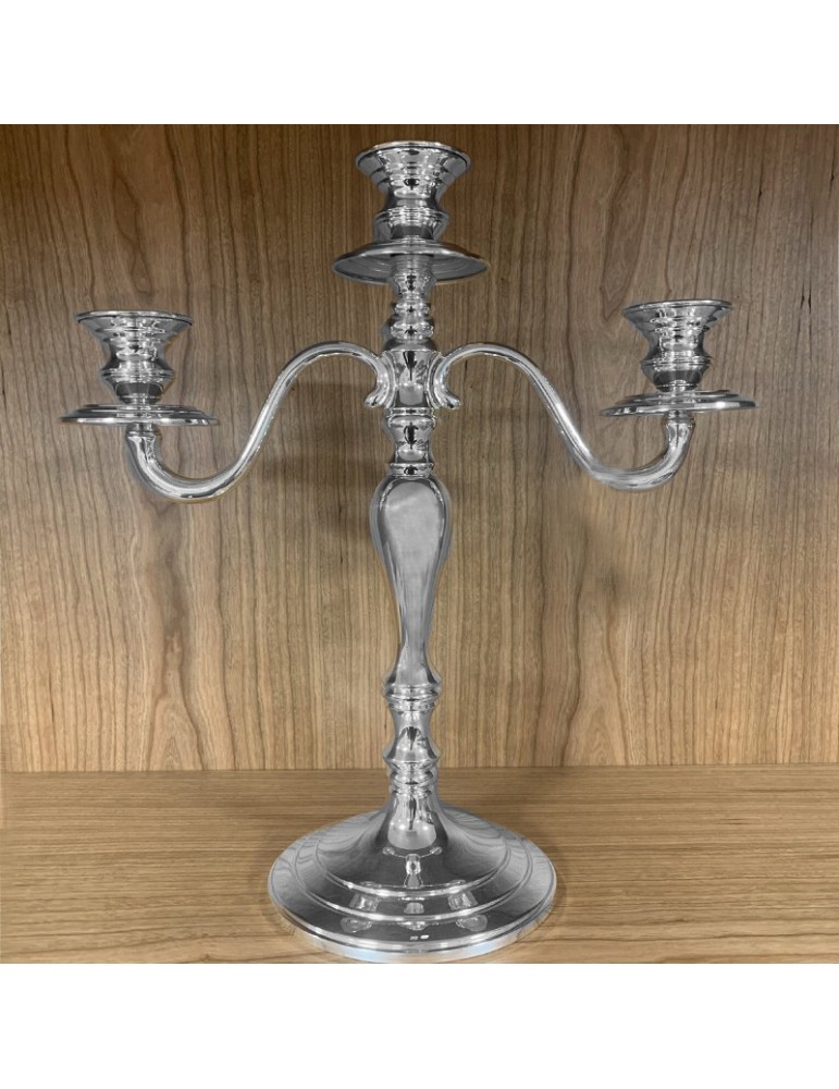 Three Armed Candelabra - in 800 Polished Silver Empire Style 434 gr - 0
