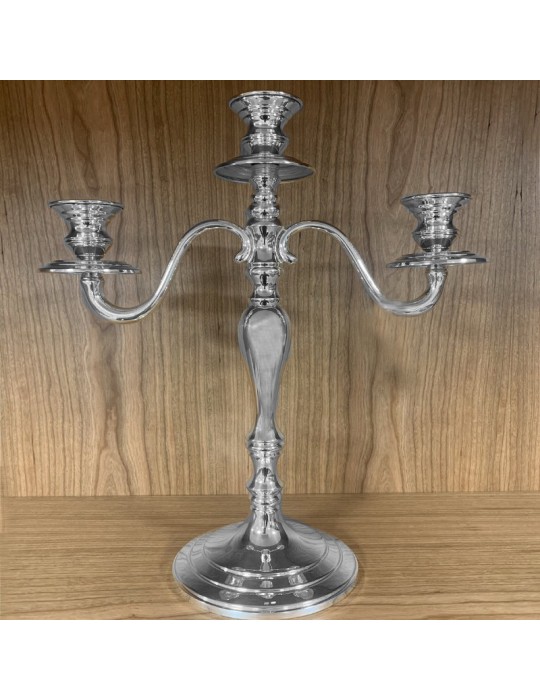 Three Armed Candelabra - in 800 Polished Silver Empire Style 434 gr - 0
