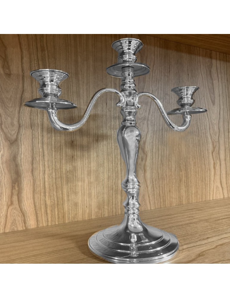Three Armed Candelabra - in 800 Polished Silver Empire Style 434 gr - 0