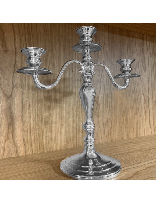Three Armed Candelabra - in 800 Polished Silver Empire Style 434 gr - 0