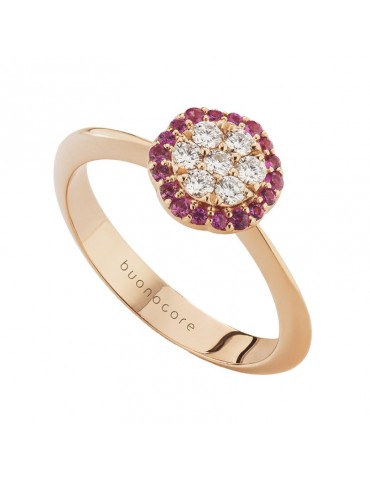 Anello Buonocore Donna - Oro Rosa - Diamanti - Zaffiri Rosa - 821A05MP