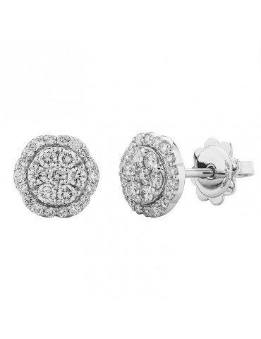 Buonocore Earrings - Flower in White Gold and White Diamonds - 0