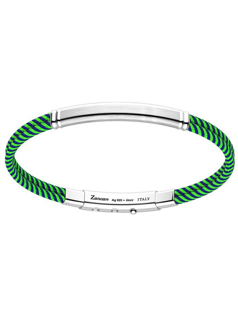 Bracciale Zancan Uomo - Regata Kevlar Blu e Verde - Placca - EXB91506