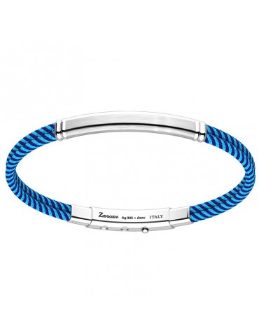 Zancan Bracelet for Men - Blue and Blue Kevlar Regatta with Silver Plate - 0