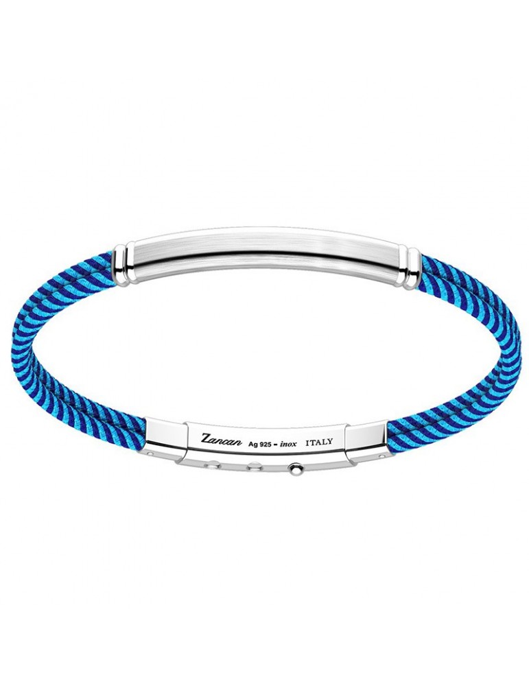 Bracciale Zancan Uomo - Regata Kevlar Azzurro e Blu - Placca - EXB915