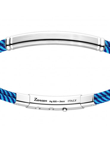 Zancan Bracelet for Men - Blue and Blue Kevlar Regatta with Silver Plate - 0 2