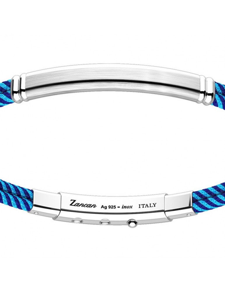Zancan Bracelet for Men - Blue and Blue Kevlar Regatta with Silver Plate - 0