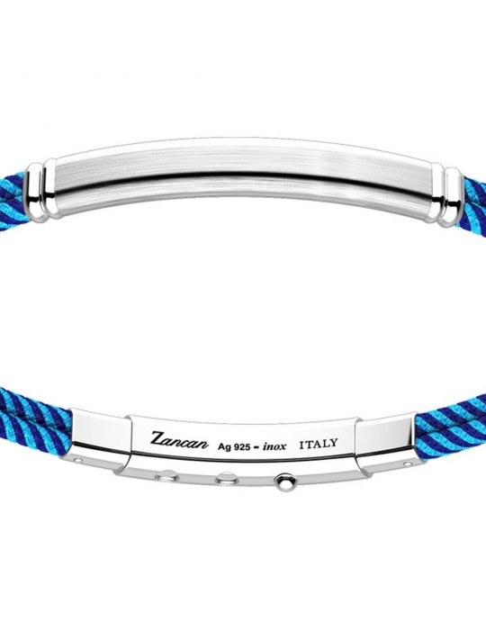 Zancan Bracelet for Men - Blue and Blue Kevlar Regatta with Silver Plate - 0