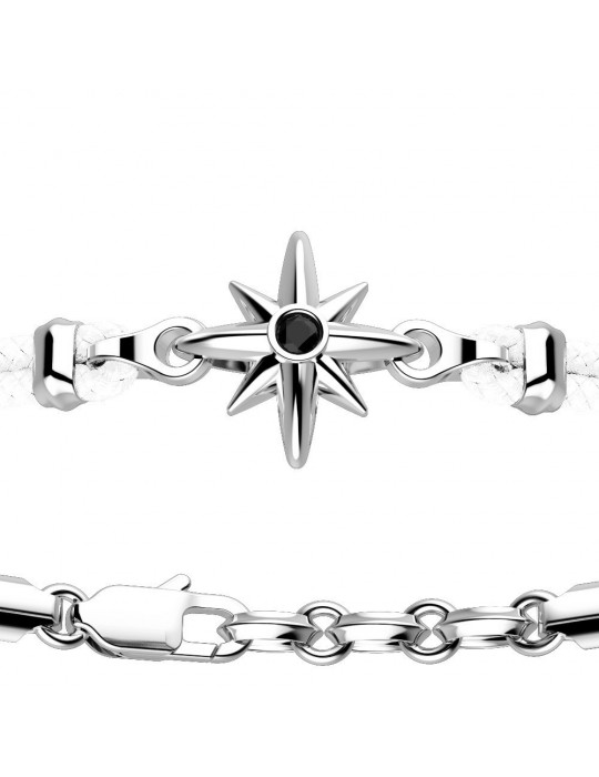 Zancan Bracelet for Men - Regatta in White Kevlar and Wind Rose Star - 0