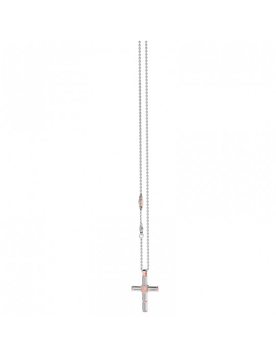 Zancan Necklace for Men - White Gold Insignia with Cross Pendant and Diamonds - 0