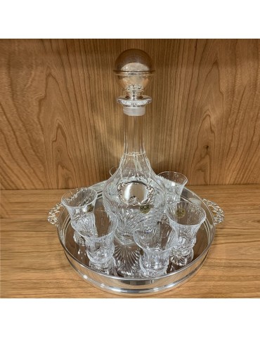Set of Bottle and 6 Glasses - in 800 Silver for Liquor 27 cm - 0