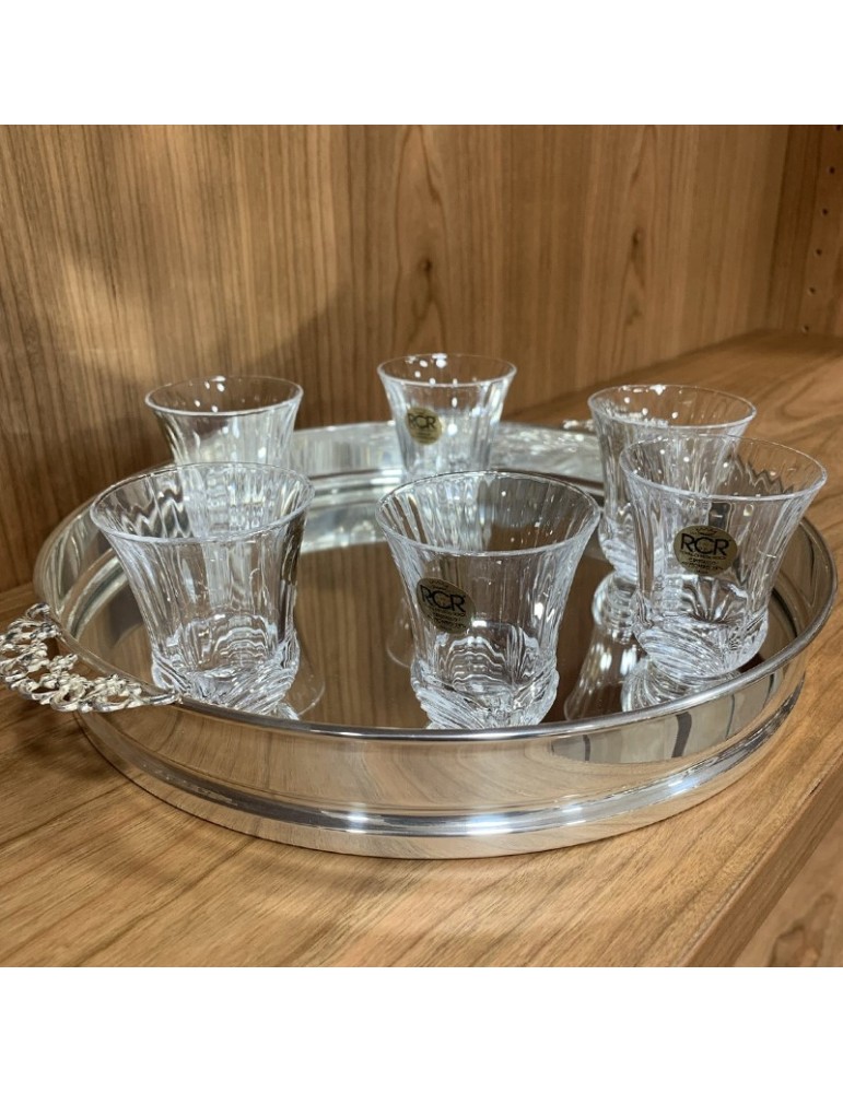 Set Bottiglia e 6 Bicchieri - in Argento 800 per Liquore 27 cm